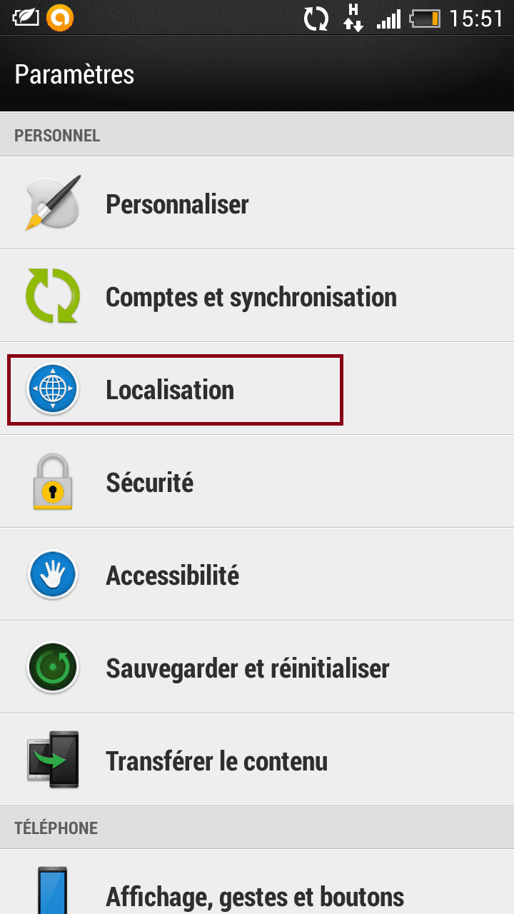 desactiver localisation android
