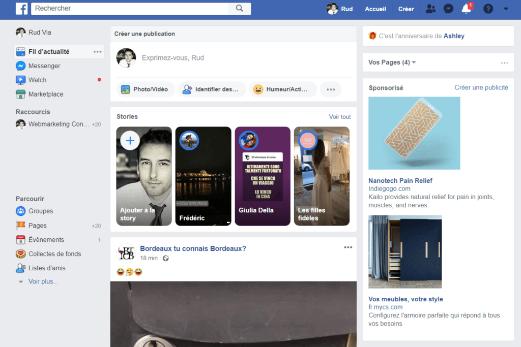 facebook interface